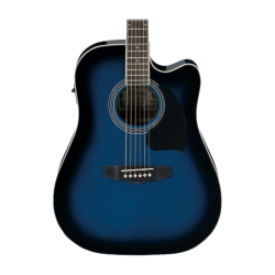 Guitarra Electroacustica Ibanez PF15ECE-TBS Dreadnaught –  Guitarra color azul para diestros