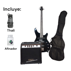 Paquete Bajo Electrico 4 Cuerdas Negro Bellator Modelo NEB20WBK