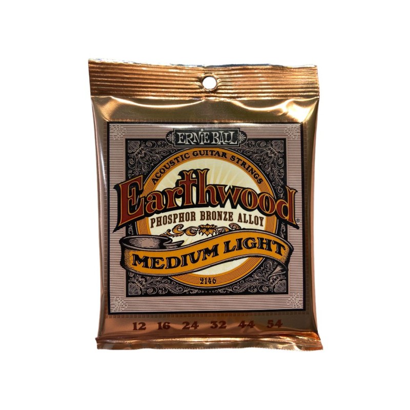 Ernie Ball Cuerdas de Guitarra Electroacustica, calibre 12-54 Earthwood 2146